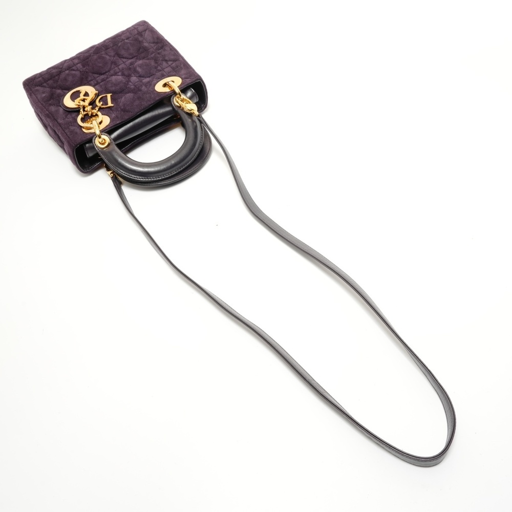 Christian Dior Lady 2-way handbag with gold hardware, purple. - Picture 8 of 14